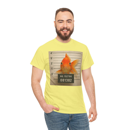 Funny Goldfish Mugshot T-Shirt | Cute Animal Prison Lineup Tee | Unisex Novelty Graphic Tee