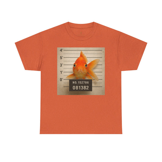 Funny Goldfish Mugshot T-Shirt | Cute Animal Prison Lineup Tee | Unisex Novelty Graphic Tee