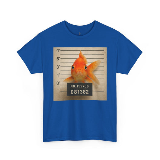 Funny Goldfish Mugshot T-Shirt | Cute Animal Prison Lineup Tee | Unisex Novelty Graphic Tee