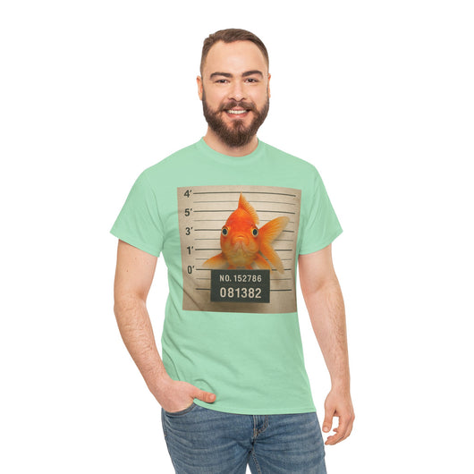 Funny Goldfish Mugshot T-Shirt | Cute Animal Prison Lineup Tee | Unisex Novelty Graphic Tee