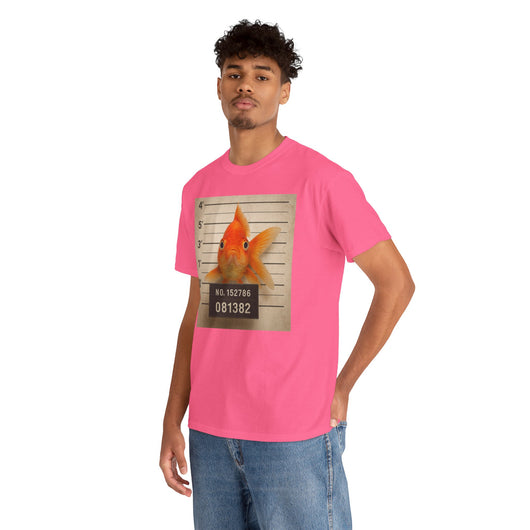 Funny Goldfish Mugshot T-Shirt | Cute Animal Prison Lineup Tee | Unisex Novelty Graphic Tee