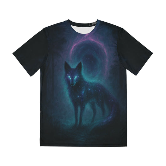 Cosmic Spirit Fox T-Shirt – Fantasy Galaxy Animal Tee with Glowing Eyes
