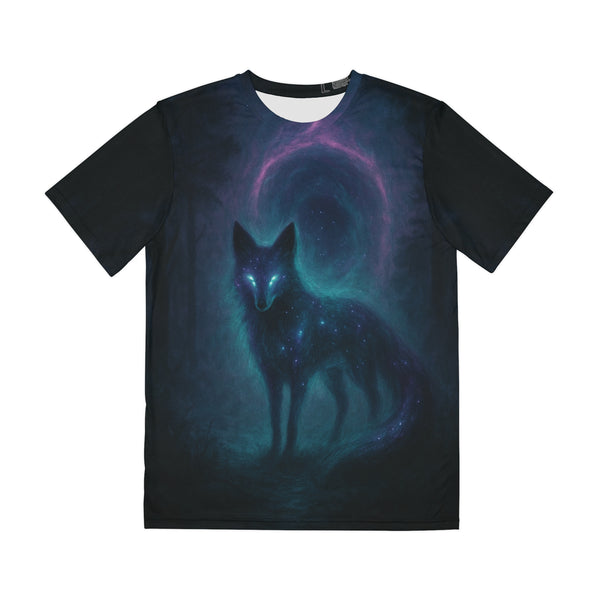 Cosmic Spirit Fox T-Shirt – Fantasy Galaxy Animal Tee with Glowing Eyes