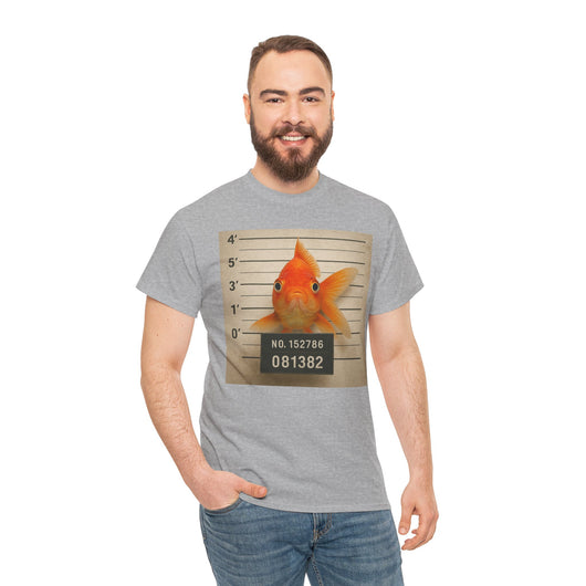 Funny Goldfish Mugshot T-Shirt | Cute Animal Prison Lineup Tee | Unisex Novelty Graphic Tee
