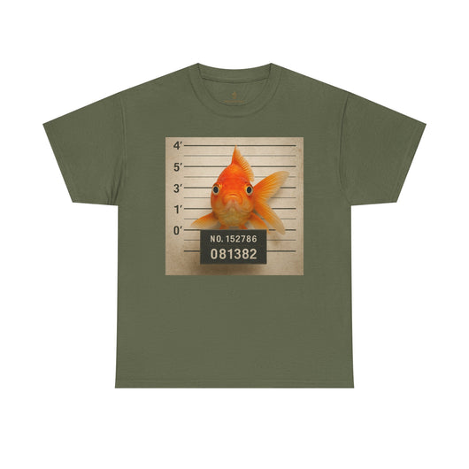 Funny Goldfish Mugshot T-Shirt | Cute Animal Prison Lineup Tee | Unisex Novelty Graphic Tee