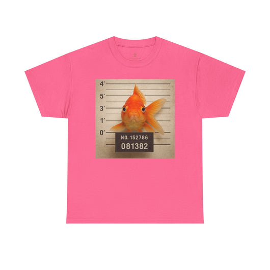 Funny Goldfish Mugshot T-Shirt | Cute Animal Prison Lineup Tee | Unisex Novelty Graphic Tee