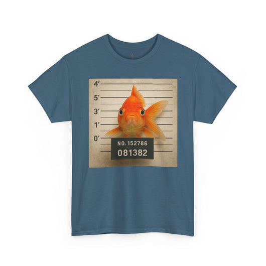 Funny Goldfish Mugshot T-Shirt | Cute Animal Prison Lineup Tee | Unisex Novelty Graphic Tee