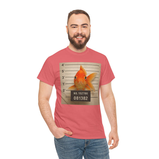 Funny Goldfish Mugshot T-Shirt | Cute Animal Prison Lineup Tee | Unisex Novelty Graphic Tee
