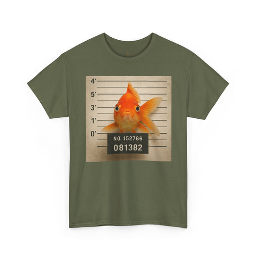 Funny Goldfish Mugshot T-Shirt | Cute Animal Prison Lineup Tee | Unisex Novelty Graphic Tee