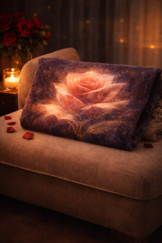 Hollowlight Rose — Romantic Throw Blanket