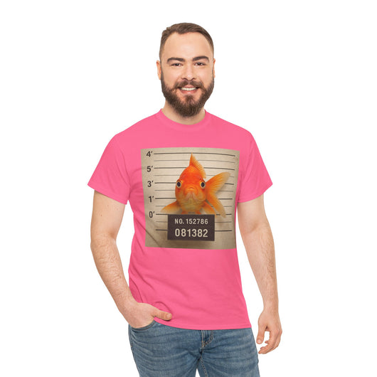 Funny Goldfish Mugshot T-Shirt | Cute Animal Prison Lineup Tee | Unisex Novelty Graphic Tee