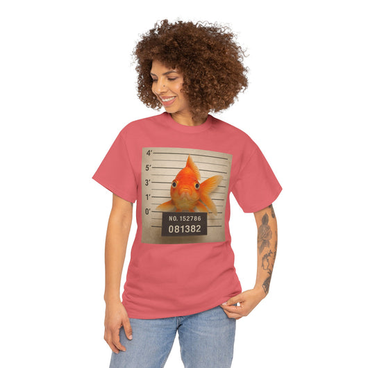Funny Goldfish Mugshot T-Shirt | Cute Animal Prison Lineup Tee | Unisex Novelty Graphic Tee