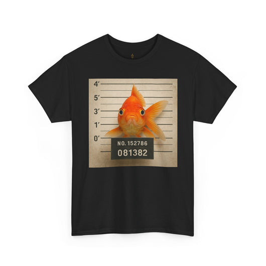 Funny Goldfish Mugshot T-Shirt | Cute Animal Prison Lineup Tee | Unisex Novelty Graphic Tee