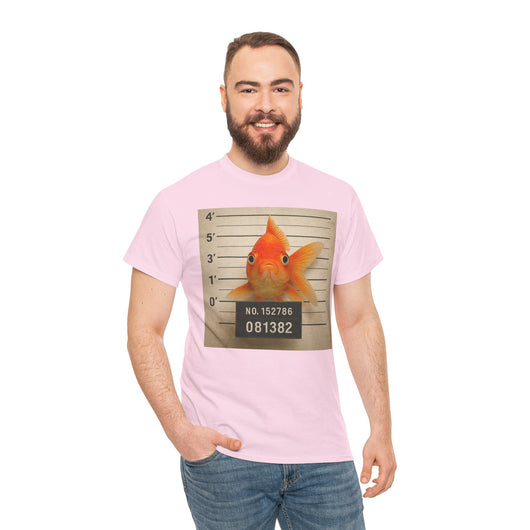 Funny Goldfish Mugshot T-Shirt | Cute Animal Prison Lineup Tee | Unisex Novelty Graphic Tee