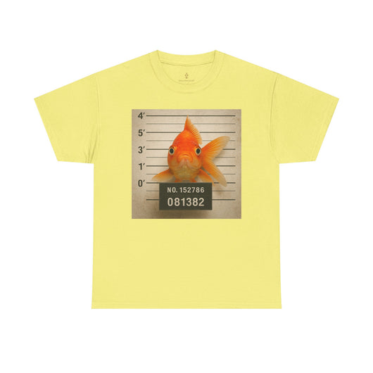 Funny Goldfish Mugshot T-Shirt | Cute Animal Prison Lineup Tee | Unisex Novelty Graphic Tee