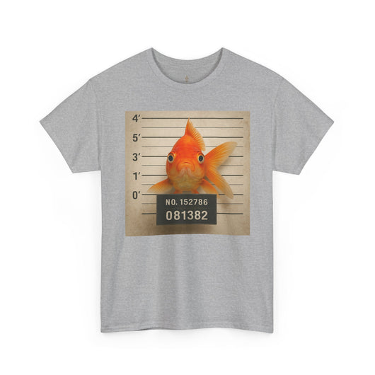 Funny Goldfish Mugshot T-Shirt | Cute Animal Prison Lineup Tee | Unisex Novelty Graphic Tee