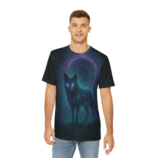 Cosmic Spirit Fox T-Shirt – Fantasy Galaxy Animal Tee with Glowing Eyes