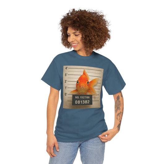 Funny Goldfish Mugshot T-Shirt | Cute Animal Prison Lineup Tee | Unisex Novelty Graphic Tee